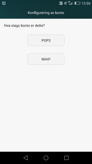 Velg POP3 eller IMAP