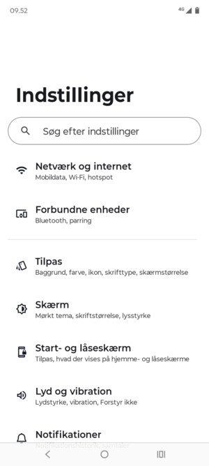 Vælg Netværk og internet