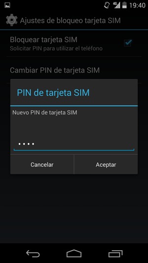 Introduzca su Nuevo PIN de tarjeta SIM y seleccione Aceptar