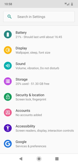 Scroll to and select Security & location