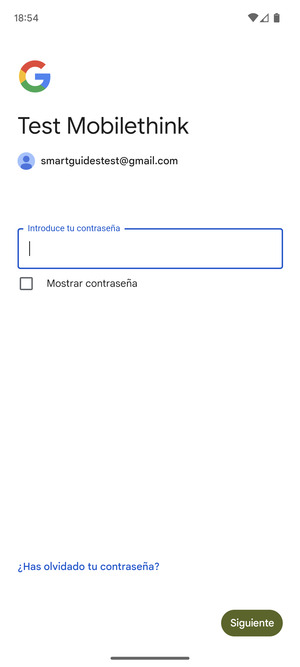 Introduzca su contraseña y seleccione Siguiente