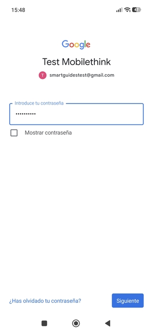 Introduzca su contraseña de Gmail y seleccione Siguiente