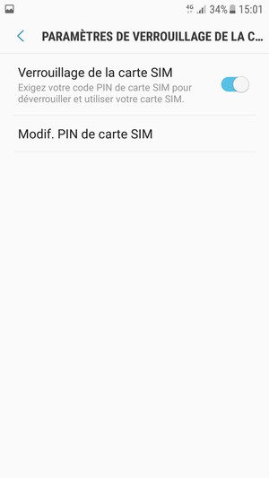 Sélectionnez Modif. PIN de carte SIM