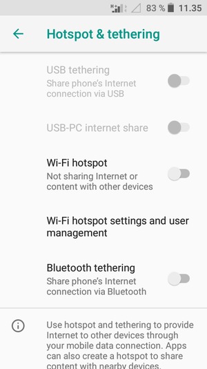 Select Wi-Fi hotspot settings and user management