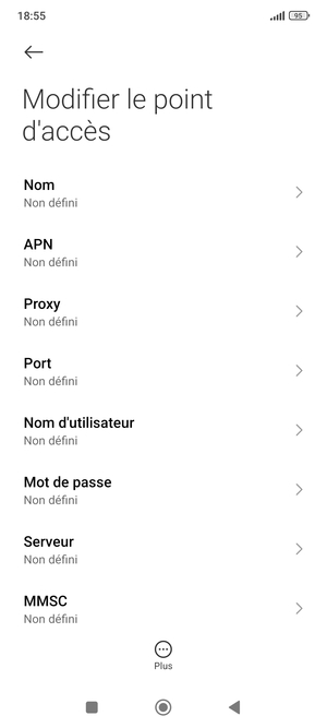 Saisissez les informations Internet