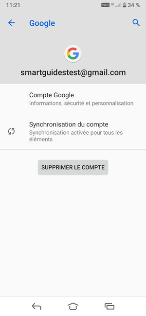 Sélectionnez Synchronisation du compte