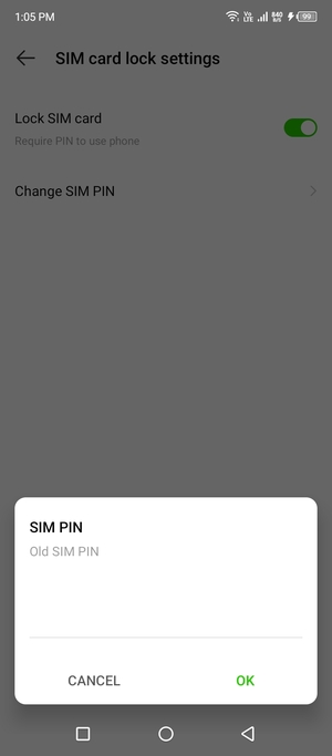 Enter your Old SIM PIN and select OK