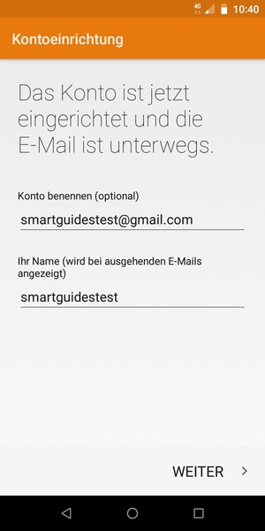 Geben Sie Ihrem Konto einen Namen und geben Sie Ihren Namen ein. Wählen Sie WEITER