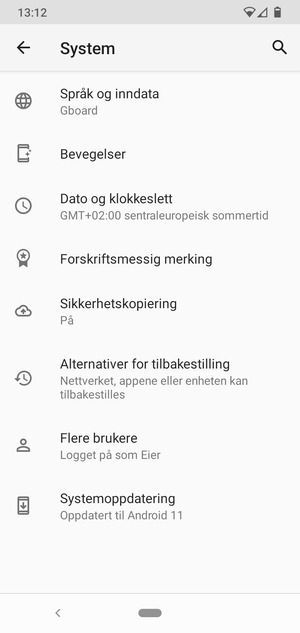 Velg Systemoppdatering