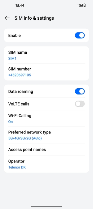 Turn Data roaming on or off