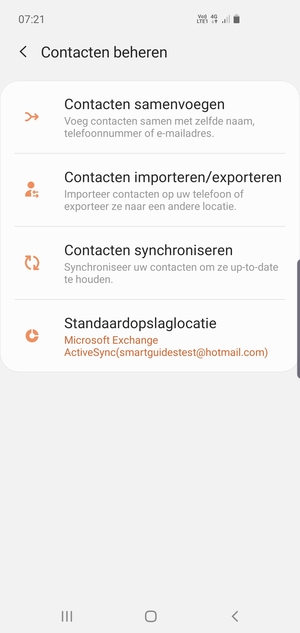 Selecteer Contacten importeren/exporten