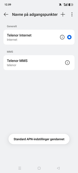 Vælg Ny APN
