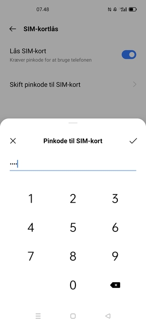 Bekræft din nye Pinkode til SIM-kort og vælg OK