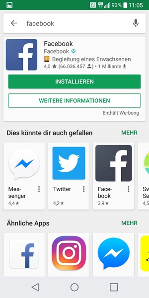 Wählen Sie die App