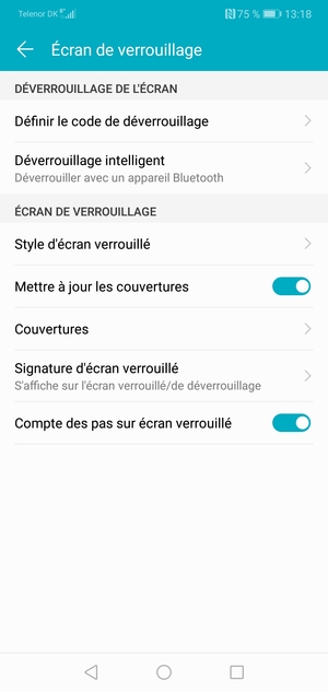 Sélectionnez Définir le code de déverrouillage