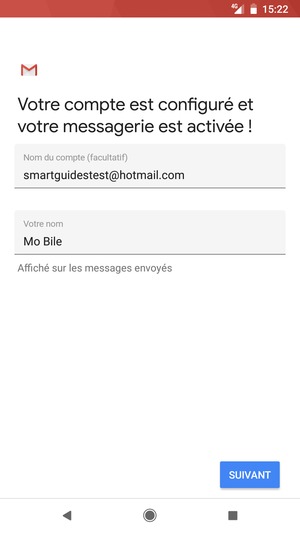 Donnez un nom à votre compte et saisissez votre nom. Sélectionnez SUIVANT