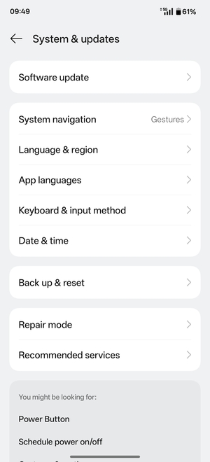 Scroll to and select Back up & reset