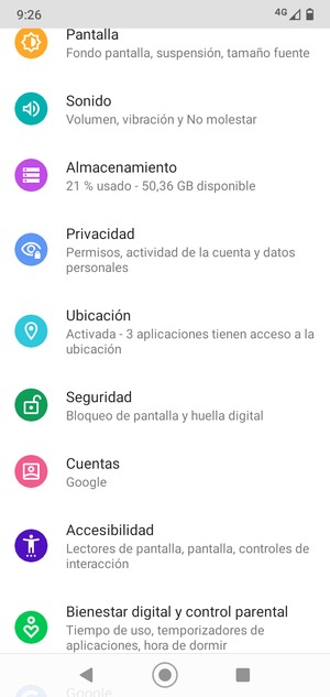 Desplácese y seleccione Ubicación