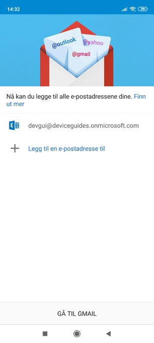 Velg GÅ TIL GMAIL