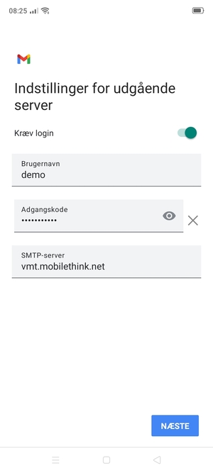 Indtast udgående serveradresse