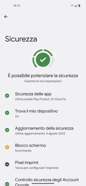Per attivare il blocco dello schermo, vai al menu Sicurezza e seleziona Blocco schermo