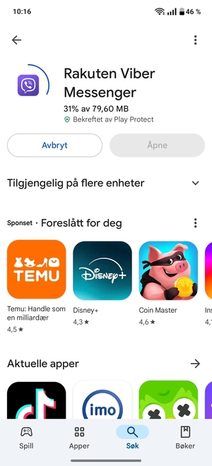 Vent til installasjonen er ferdig