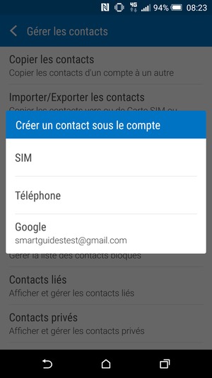 Sélectionnez Google