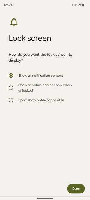 Select your preferred option and select Done