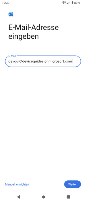 Geben Sie Ihre E-Mail-Adresse ein und wählen Sie Manuell einrichten
