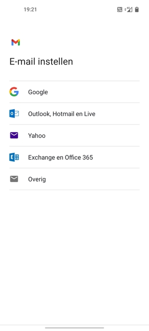 Selecteer Exchange en Office 365