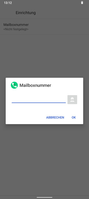 Geben Sie die Mailboxnummer ein und wählen Sie OK