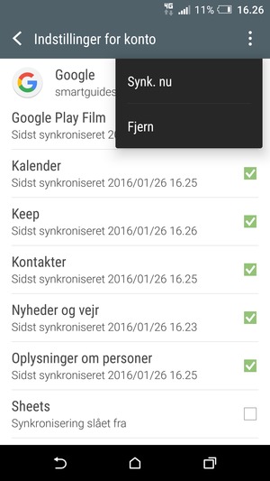 Vælg Synk. nu