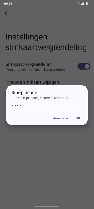 Voer Oude sim-pincode in en selecteer OK