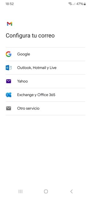 Seleccione Exchange y Office 365