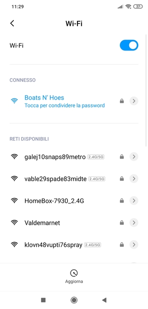 Ora sei connesso alla rete Wi-Fi