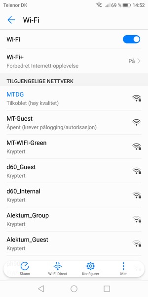 Du er nå koblet til Wi-Fi-nettverket