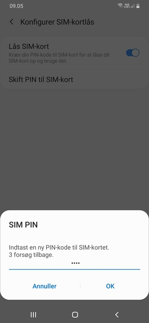 Indtast din Ny PIN-kode til SIM-kort og vælg OK