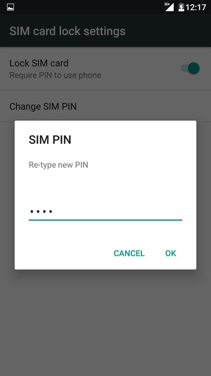 Confirm your new SIM PIN and select OK