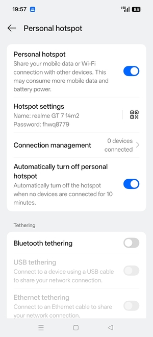 Your phone is now set up for use as a modem