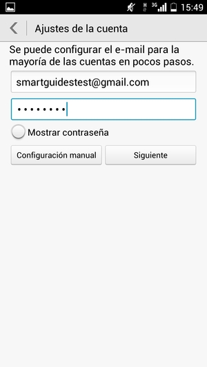 Introduzca su dirección de correo electrónico de Gmail o Hotmail y su contraseña. Seleccione Siguiente