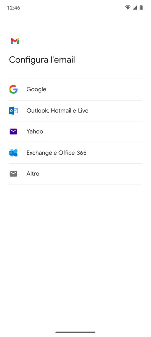Seleziona Exchange e Office 365