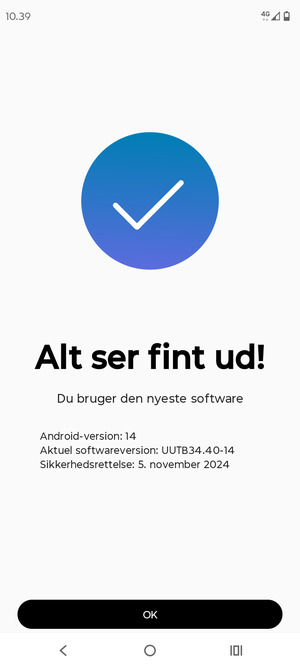 Hvis din telefon er opdateret, vælg OK