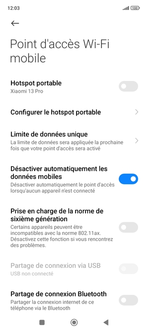Sélectionnez Configurer le hotspot portable
