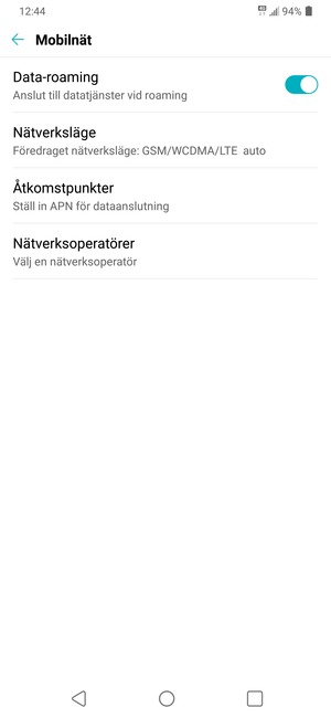 Slå på eller stäng av Data-roaming