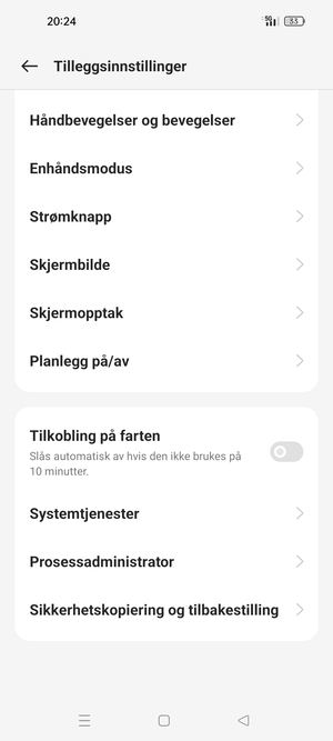 Bla til og velg Sikkerhetskopiering og tilbakestilling