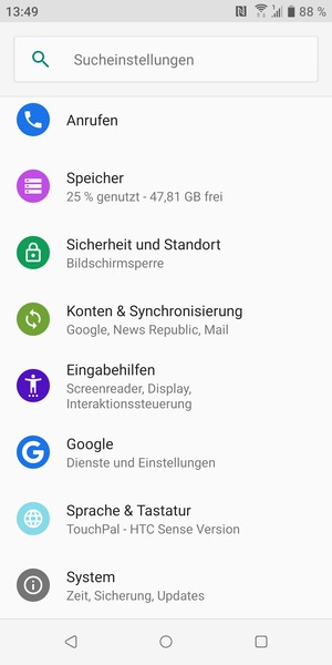 Gehen Sie zurück zum Einstellungen Menü und wählen Sie Konten & Synchronisierung
