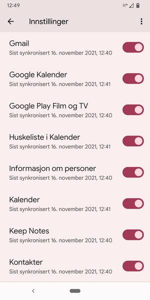 Forsikre deg om at Kontakter er valgt