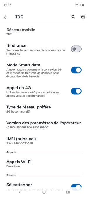 Faites défiler et sélectionnez Type de réseau préféré