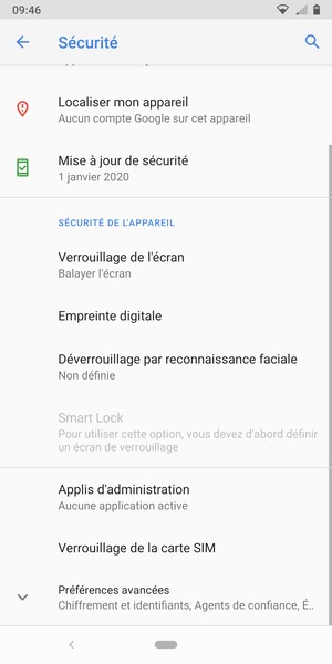 Faites défiler et sélectionnez Verrouillage de la carte SIM