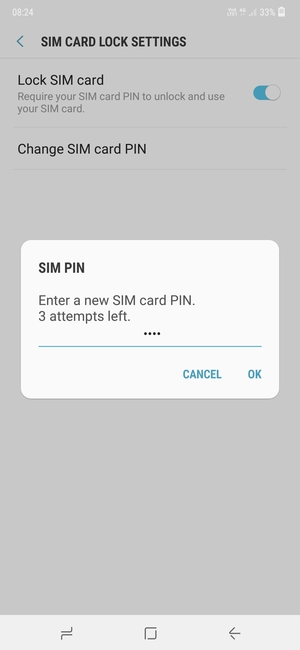Enter your New SIM card PIN and select OK